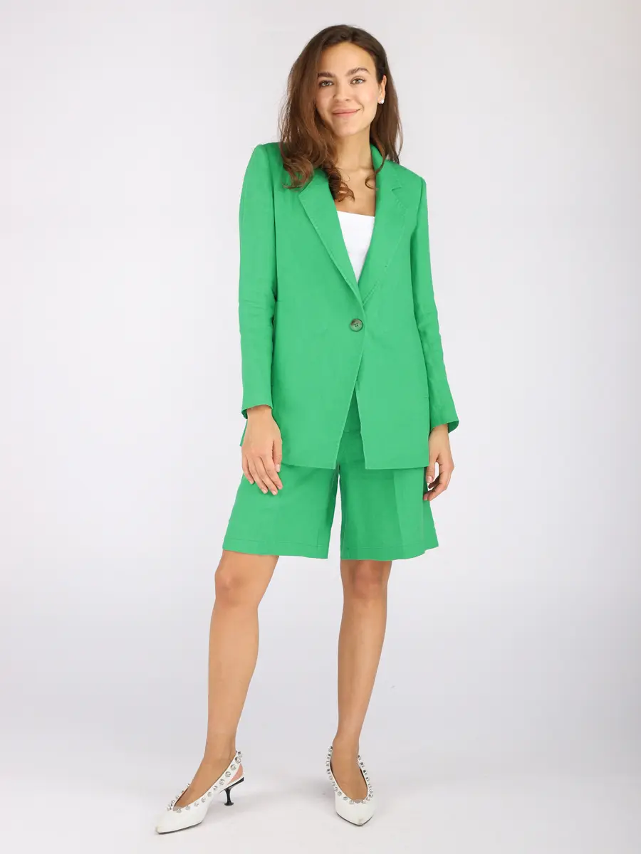Льняные женские шорты EQmoda, зеленые