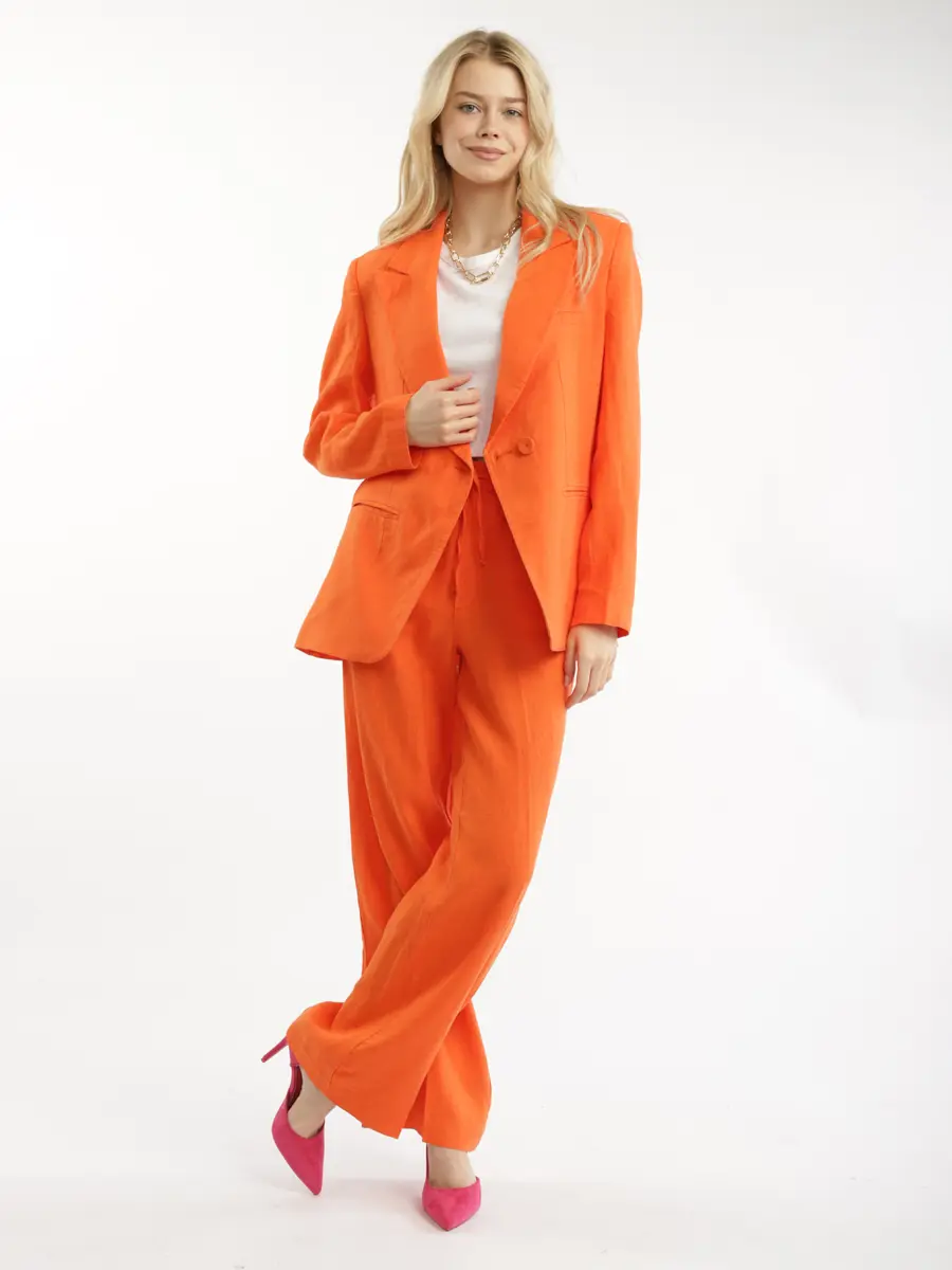 Льняные брюки COMFORT EQmoda, оранжевые
