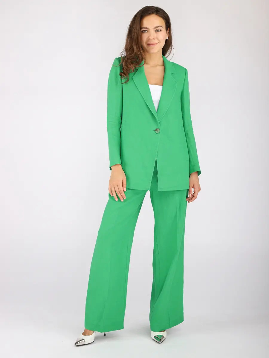 Льняные брюки COMFORT EQmoda, зеленые