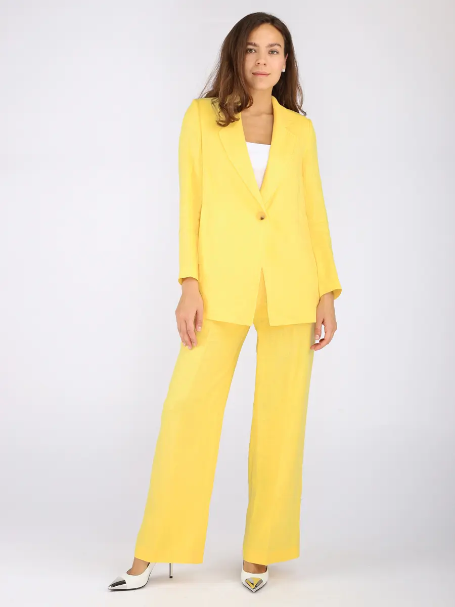 Льняные брюки COMFORT EQmoda, желтые