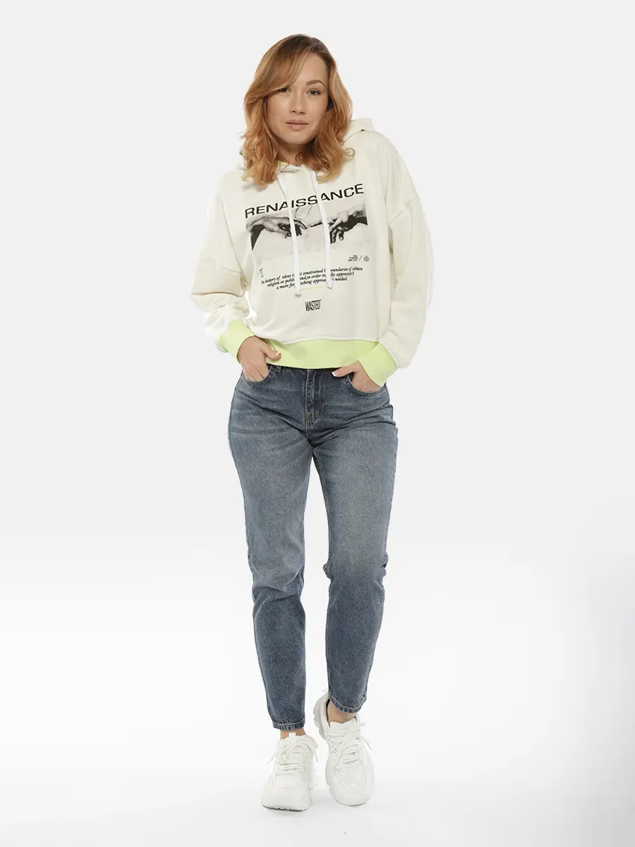 Толстовка худи EUROFASHION, бежевая