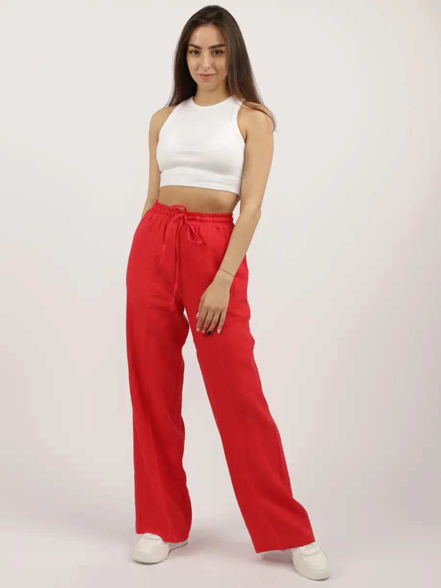 Льняные брюки COMFORT EQmoda, розовые