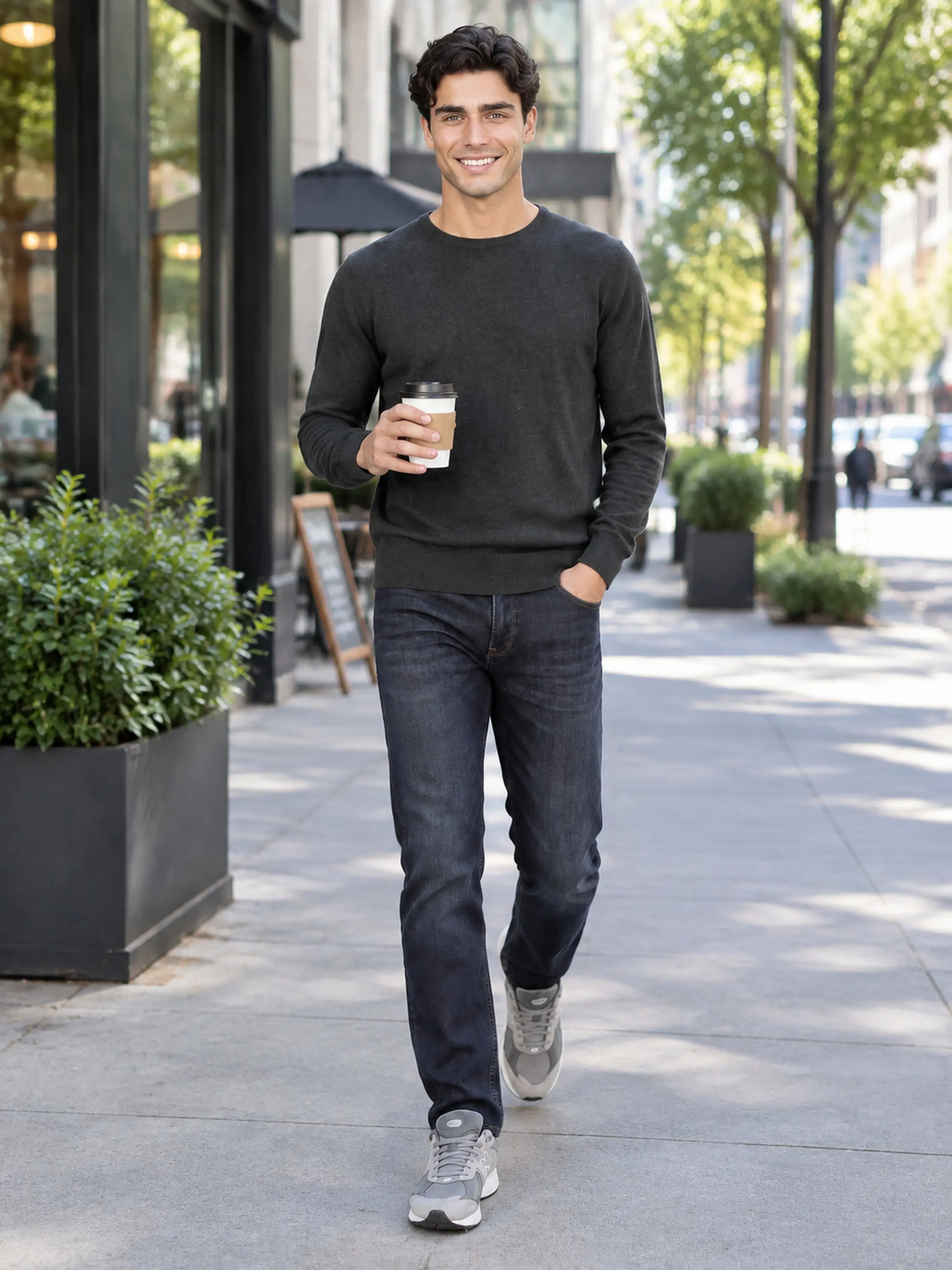 Мужской хлопковый свитер A PASSION PLAY, темно-серый