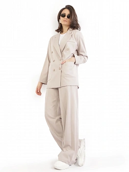 картинка Женский летний трикотажный пиджак EQmoda, бежевый  SQ77757 в мультибрендовом интернет-магазине 5КармаNов