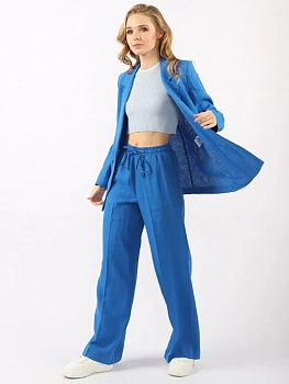 картинка Льняные брюки COMFORT EQmoda, ярко-синие  SQ71875 в мультибрендовом интернет-магазине 5КармаNов