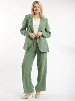 картинка Льняной пиджак EQmoda, зеленый  SQ74937 в мультибрендовом интернет-магазине 5КармаNов