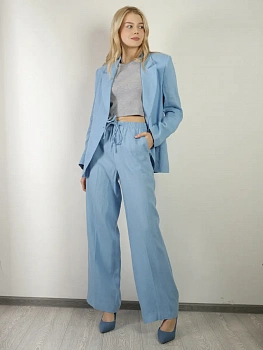 картинка Льняной пиджак EQmoda, голубой  SQ74940 в мультибрендовом интернет-магазине 5КармаNов