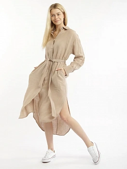 картинка Льняное платье A PASSION PLAY, бежевое  SQ75354 в мультибрендовом интернет-магазине 5КармаNов