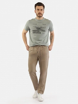картинка Брюки мужские LERROS slim fit из хлопка и льна, зеленые  SQ77209 в мультибрендовом интернет-магазине 5КармаNов